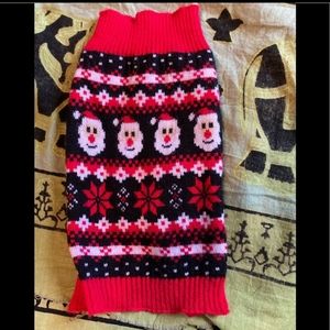 XS dog sweater Santa Christmas black and red